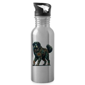 Mandala Art Komondor Hungarian Sheepdog Komondors - Water bottle with straw - silver - Right