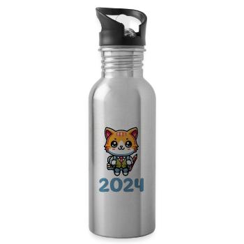Dritte Klasse 2024 - Trinkflasche mit integriertem Trinkhalm - Lightsilver - Rechts