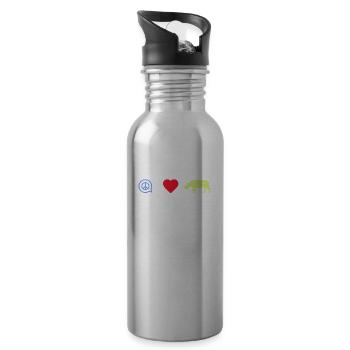 Peace Love Rhinos - Lustiger Nashorn-Tierliebhaber - Trinkflasche mit integriertem Trinkhalm - Lightsilver - Rechts