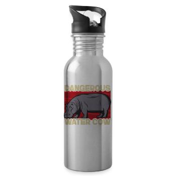 Hippopotame drôle dangereuse vache d’eau graphique pour - Gourde avec paille intégrée - argent clair - Droite