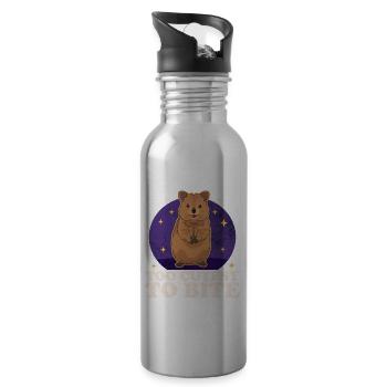 Quokka Känguru Quokkas Geschenk - Trinkflasche mit integriertem Trinkhalm - Lightsilver - Rechts