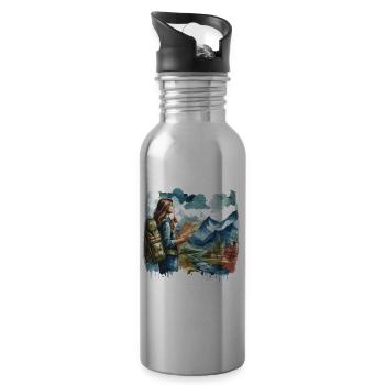 Reisen Reisen Abenteuer Reisender - Trinkflasche mit integriertem Trinkhalm - Lightsilver - Rechts