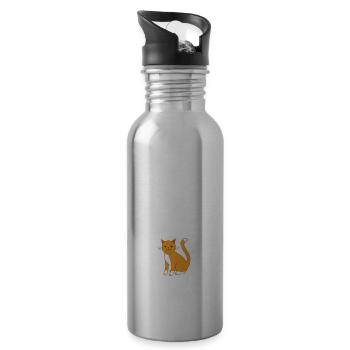 Hey Kitten Want A Cookie Cute Cat Animal Lover Fun - Water bottle with straw - silver - Right