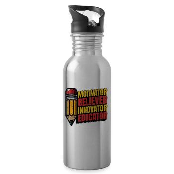 Literature Teacher Motivator Believer Bookworm - Trinkflasche mit integriertem Trinkhalm - Lightsilver - Rechts