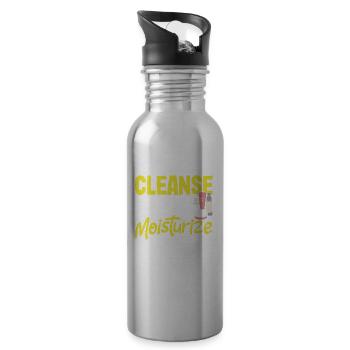 Skin Care Beautician Cosmetics - Water bottle with straw - silver - Right