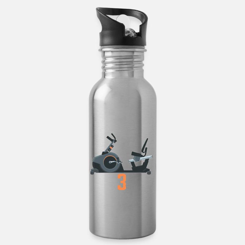 Retired and 3 Tired Triker - Trinkflasche mit integriertem Trinkhalm - Lightsilver