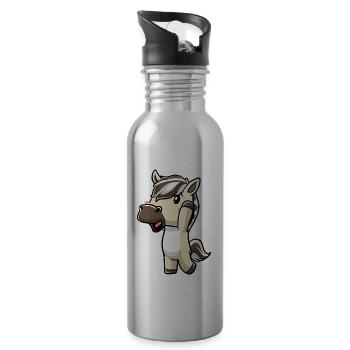 Fjordpferd Kawaii Emoticon - Trinkflasche mit integriertem Trinkhalm - Lightsilver - Rechts