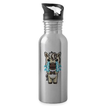 Fjordpferd Kawaii Emoticon - Trinkflasche mit integriertem Trinkhalm - Lightsilver - Rechts