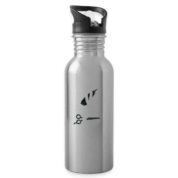 Barber Men's Hairdresser Hairdresser - Water bottle with straw - silver - Right