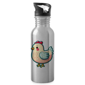 chicken - hen - Chiken - Water bottle with straw - silver - Right