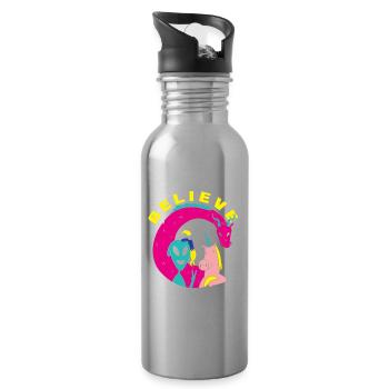 Lustiges Alien Außerirdische Geschenk - Trinkflasche mit integriertem Trinkhalm - Lightsilver - Rechts