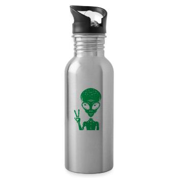 Funny Alien Alien Gift - Water bottle with straw - silver - Right