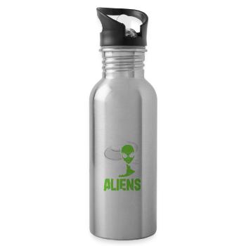 Lustiges Alien Außerirdische Geschenk - Trinkflasche mit integriertem Trinkhalm - Lightsilver - Rechts
