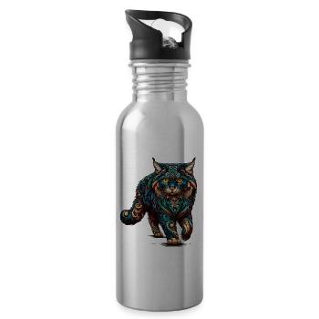 Mandala Art American Curl - Trinkflasche mit integriertem Trinkhalm - Lightsilver - Rechts
