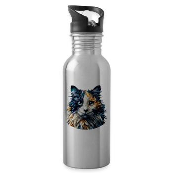 Polygon Art Balinesische Katze Langhaarige Siamkatze - Trinkflasche mit integriertem Trinkhalm - Lightsilver - Rechts