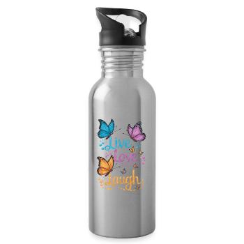 Inspirierender Live Love Laugh Schmetterling - Trinkflasche mit integriertem Trinkhalm - Lightsilver - Rechts