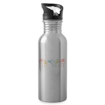 Deaf Pride ASL Gebärdensprache - Trinkflasche mit integriertem Trinkhalm - Lightsilver - Rechts