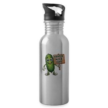 Have A Nice Day - Water bottle with straw - silver - Right