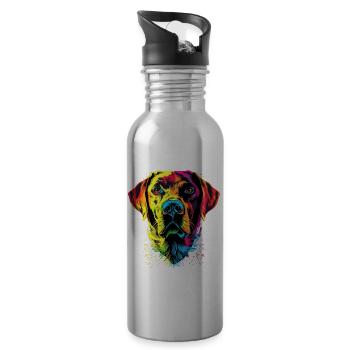 Labrador Retriever Couleurs Colorées Pop Art Chiens - Gourde avec paille intégrée - argent clair - Droite