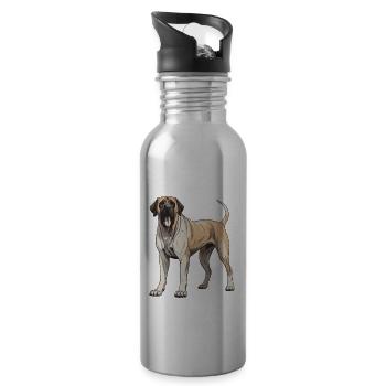Mastiff Hund Tier - Trinkflasche mit integriertem Trinkhalm - Lightsilver - Rechts