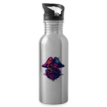 Pirate Skull Captain - Water bottle with straw - silver - Right