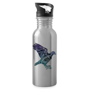 Illustration artistique de pigeon à rayons X en vol - Gourde avec paille intégrée - argent clair - Droite