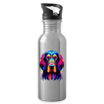 Pop Art coloré Setter anglais Laverack Setter - Gourde avec paille intégrée - argent clair - Droite