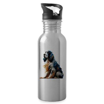 Polygon Art Setter Anglais Setter Laverack - Gourde avec paille intégrée - argent clair - Droite