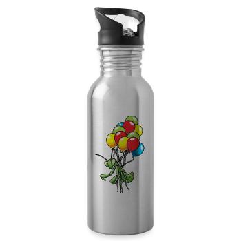 An Luftballons Hängende Gottesanbeterin - Trinkflasche mit integriertem Trinkhalm - Lightsilver - Rechts