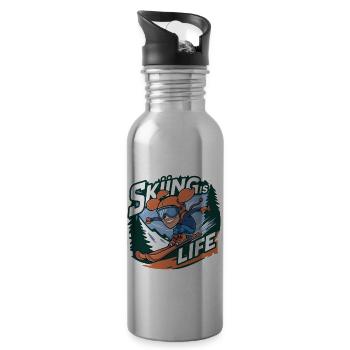 SKIING IS LIFE - Water bottle with straw - silver - Right