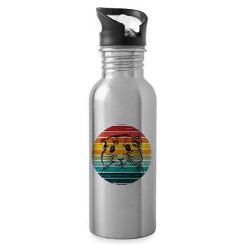 Vintage Sunset Hamster Retro 2 - Gourde avec paille intégrée - argent clair - Droite