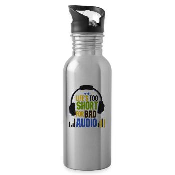 Das Leben ist zu kurz für schlechten Ton - Trinkflasche mit integriertem Trinkhalm - Lightsilver - Rechts