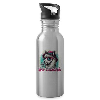 Stress-free with our No Drama Lama - Water bottle with straw - silver - Right