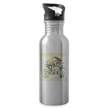 Orte Zur Pilzsuche, Die Pilze Erobern - Trinkflasche mit integriertem Trinkhalm - Lightsilver - Rechts
