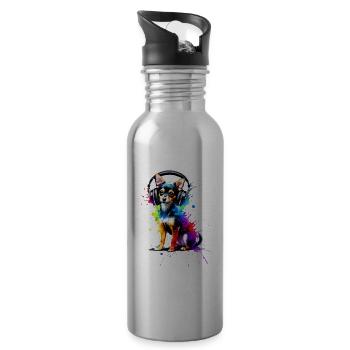 Splash Art Kopfhörer Spielzeug Foxterrier Amerikanisches Spielzeug - Trinkflasche mit integriertem Trinkhalm - Lightsilver - Rechts