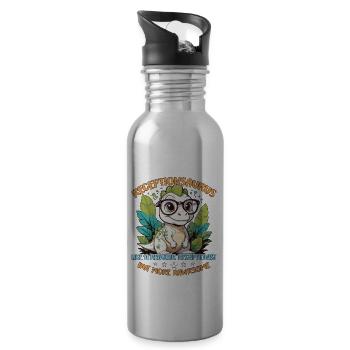 Receptionist Receptionsaurus Like A Office Worker - Water bottle with straw - silver - Right
