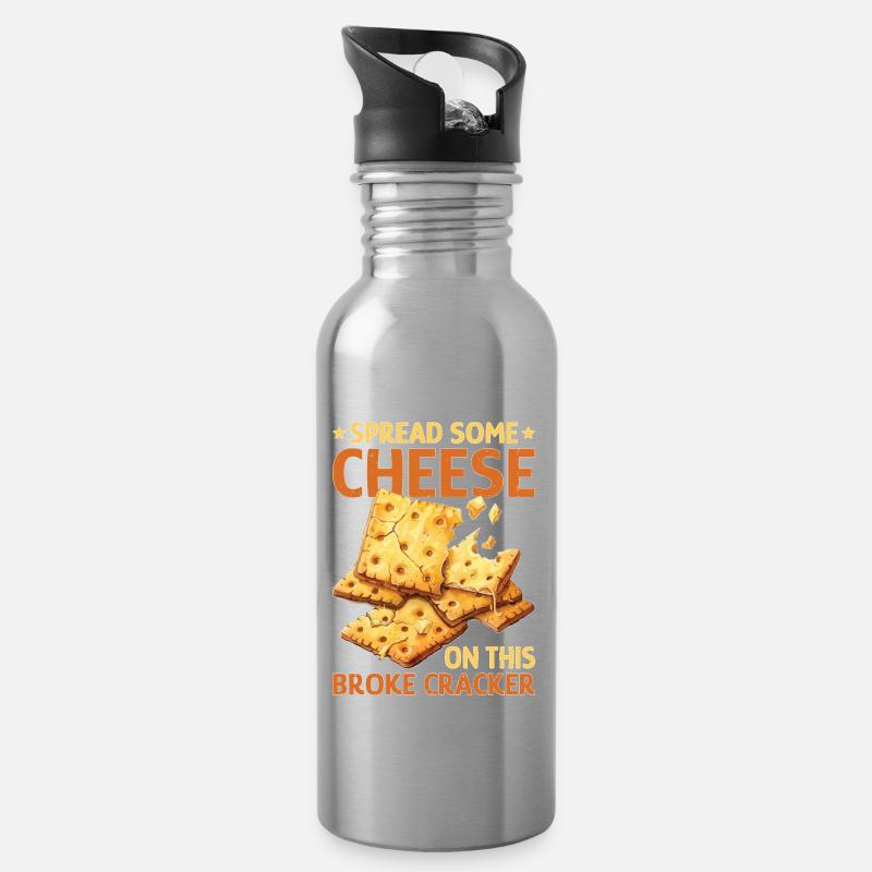 Spread Some Cheese On This Broke Cracker 2 - Trinkflasche mit integriertem Trinkhalm - Lightsilver