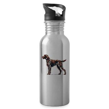 Geometrische Kunst Deutscher Drahthaarzeiger - Trinkflasche mit integriertem Trinkhalm - Lightsilver - Rechts