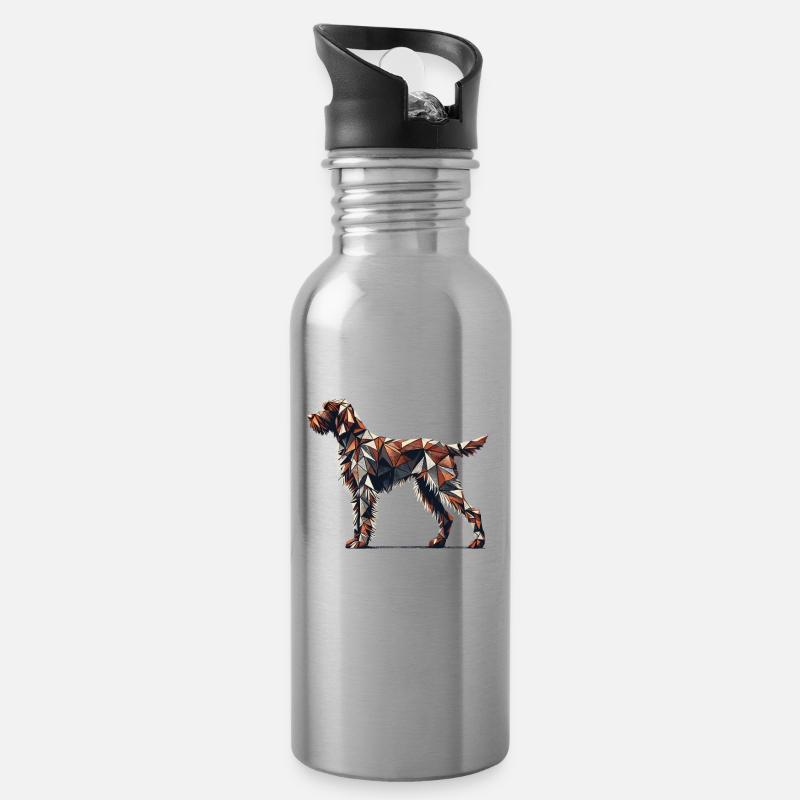 Geometrische Kunst Deutscher Drahthaarzeiger - Trinkflasche mit integriertem Trinkhalm - Lightsilver