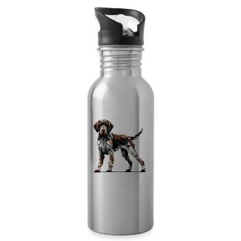 Geometrische Kunst Deutscher Drahthaarzeiger - Trinkflasche mit integriertem Trinkhalm - Lightsilver - Rechts