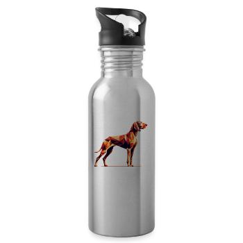 Geometrische Kunst Ungarisch Vizsla Magyar Vizslas - Trinkflasche mit integriertem Trinkhalm - Lightsilver - Rechts