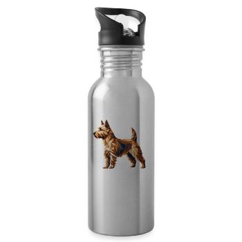 Geometrische Kunst Norwich Terrier Terrier - Trinkflasche mit integriertem Trinkhalm - Lightsilver - Rechts