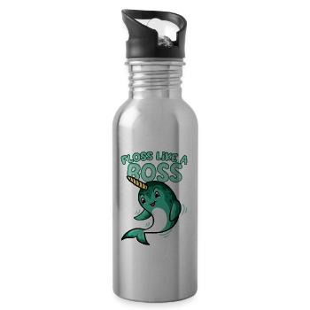Zahnseide Wie Ein Herren T-Shirt Zahnseide Tanz Narwal - Trinkflasche mit integriertem Trinkhalm - Lightsilver - Rechts