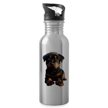 Rottweiler Hunde Liebe Stolze Rottweiler Liebhaber - Trinkflasche mit integriertem Trinkhalm - Lightsilver - Rechts