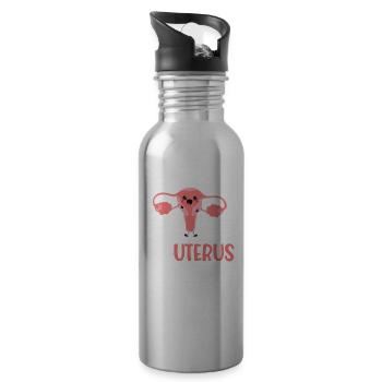 No uterus, no problem. Jollier - Water bottle with straw - silver - Right