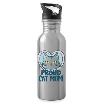 STOLZE KATZENMAMA - Trinkflasche mit integriertem Trinkhalm - Lightsilver - Rechts