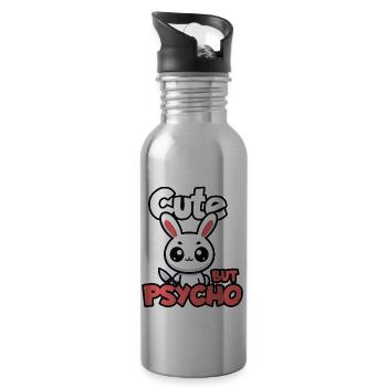 Mignon Mais psycho lapin Adorable animal Kawaii - Gourde avec paille intégrée - argent clair - Droite