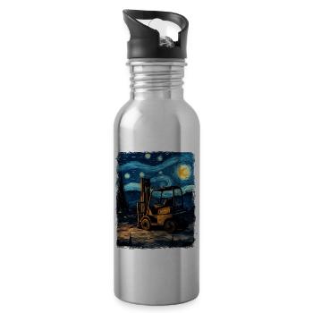 Gabelstaplerfahrer Gabelstaplerfahrer Sternennacht - Trinkflasche mit integriertem Trinkhalm - Lightsilver - Rechts