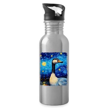 Oie Oie Canard Nuit Étoilée Peinture - Gourde avec paille intégrée - argent clair - Droite