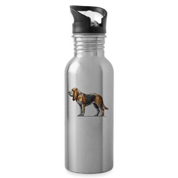 Geometrische Strichzeichnung Bloodhound Bloodhounds St. - Trinkflasche mit integriertem Trinkhalm - Lightsilver - Rechts